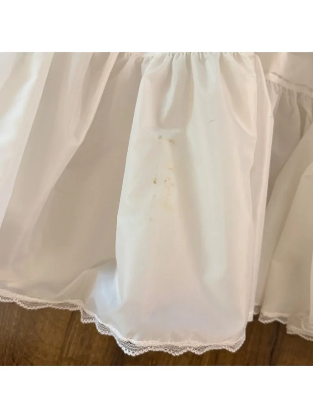 Vintage White Bridal Petticoat Slip Under-Skirt Ruffled Tiers Adjustable Waist